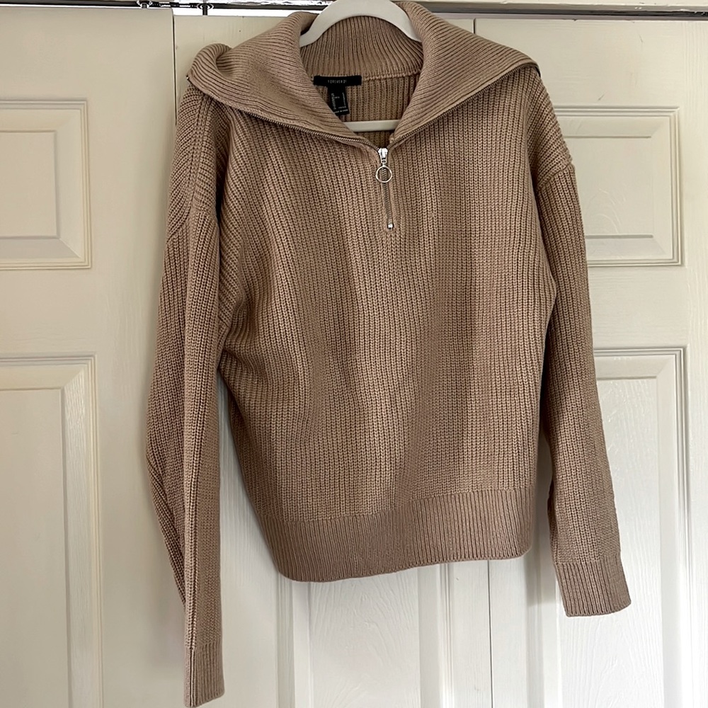 Forever 21 Brown quarter zip sweater